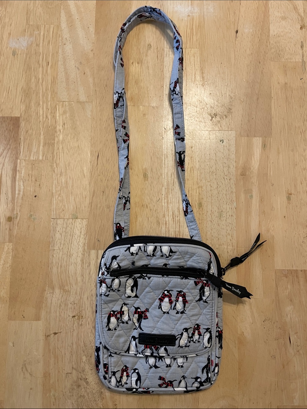 Vera Bradley Light Gray Penguin Quilted Mini Crossbody